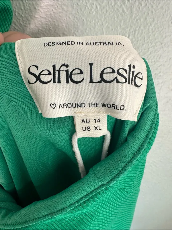 NWT Selfie Leslie Green Square-Neck Ribbed Midi Dress with Side Slit - Image 10