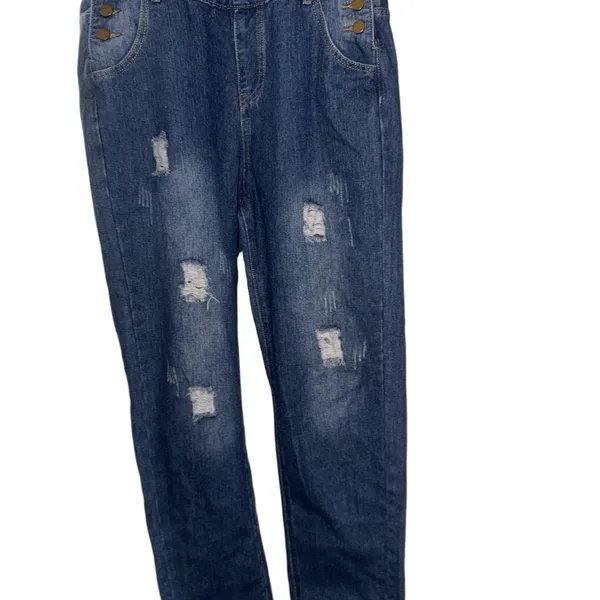 Relaxed Dark Blue Denim Overalls for Women - Image 4