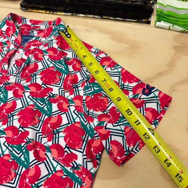 Bermuda Sands Women's Red‎ Floral Performance Golf Polo Shirt UPF 50 Wick Away M - Image 12