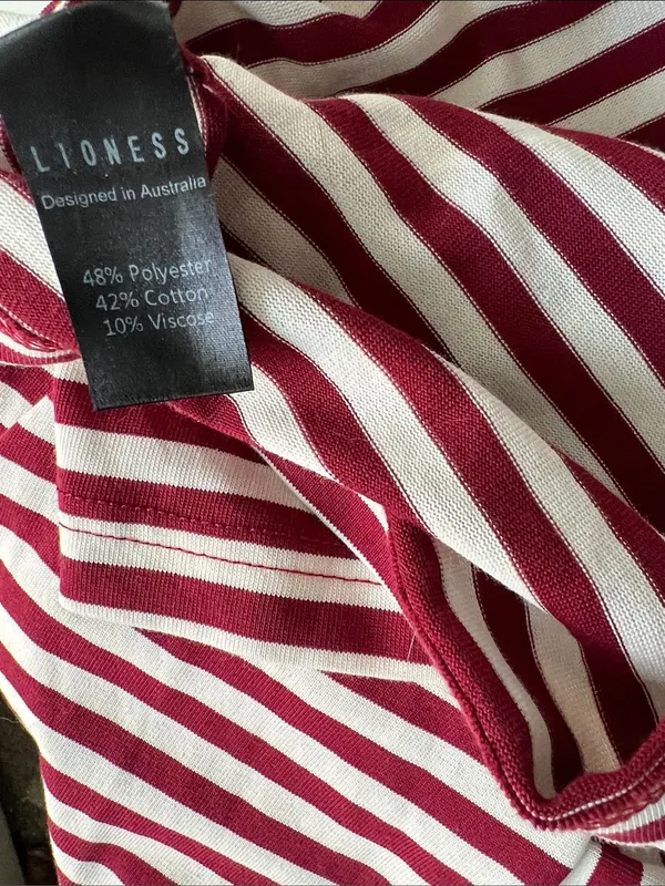 LIONESS Bloom Long Sleeve Top in Wine Stripe Red White XXS (Oversized) $69 - Image 7