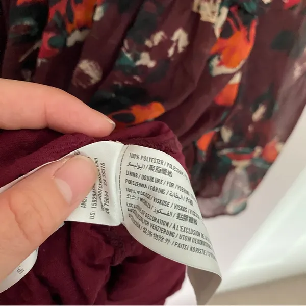 Abercrombie Burgundy Bell Sleeve Sheer Mini Dress - Image 7