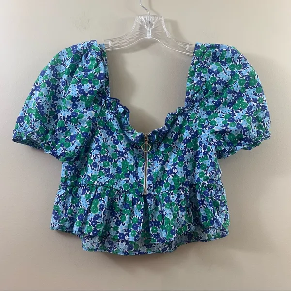 Zara Floral Peasant Ruffle Cropped Top - Image 5