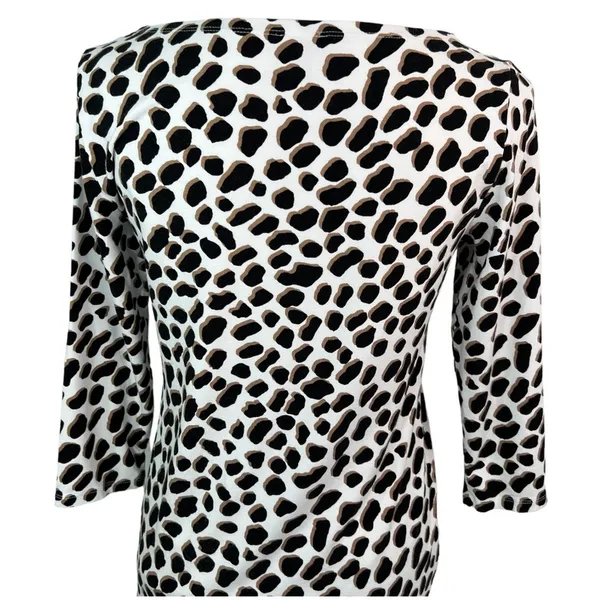 Ann Taylor Animal Print Boat Neck 3/4 Sleeve Blouse S - Image 3