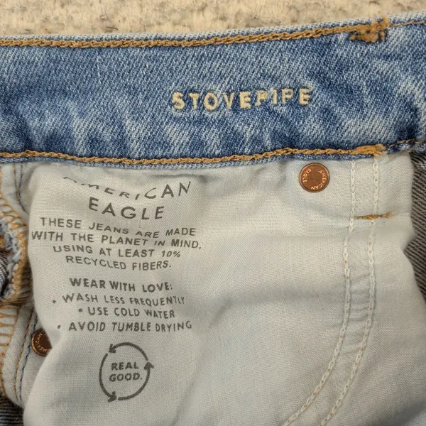 American Eagle Strigid Stovepipe High Rise Straight Leg Jeans Light Wash Women 4 - Image 4