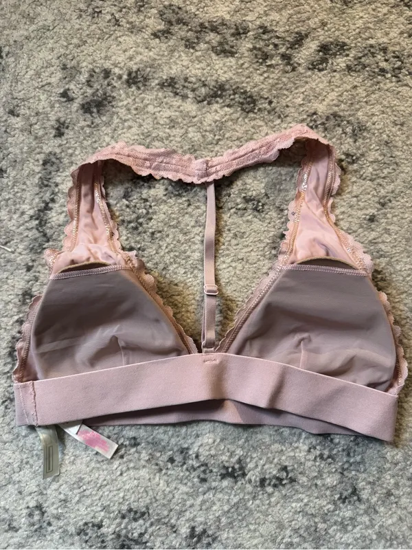 VS PINK Lace Racerback Bralette - Dusty Pink - Image 3
