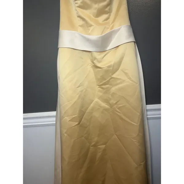 Eden Maids Dress Womens 6 Yellow Strapless Satin Sheath Maxi Bridesmaid Gown - Image 2