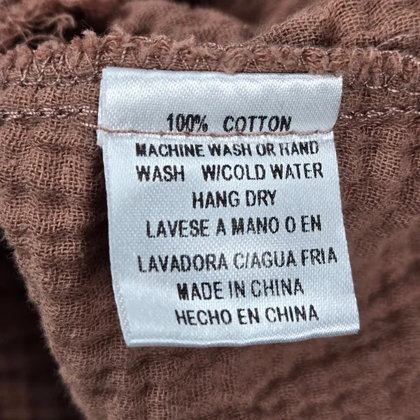 Cozy Co By Cozy Casual‎ Brown Gauze Cotton Henley Blouse L3324C M - Image 4