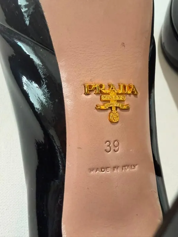 Prada Milano Black Patent Leather Peep Toe Platform Pumps Size 8.5 US - Image 6