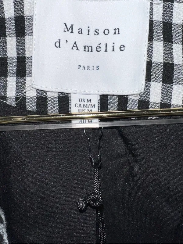Maison D’ Amelie Black & White Gingham Double-Breasted Blazer - Image 2