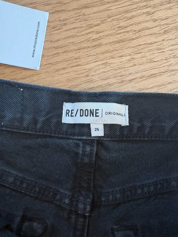 Re/Done Black High-Rise Button-Front Denim Shorts - Image 3