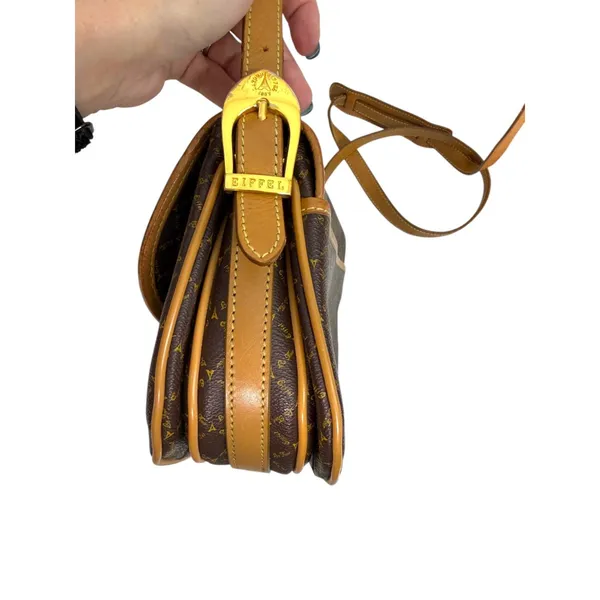 La Tour Eiffel Brown Leather Crossbody Purse Handbag Bag - Image 3