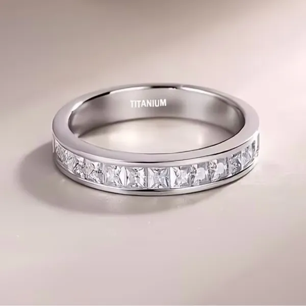 Women’s Luxury Collection Titanium Steel Cubic Zirconia Diamonds 4mm Band 6 - Image 3
