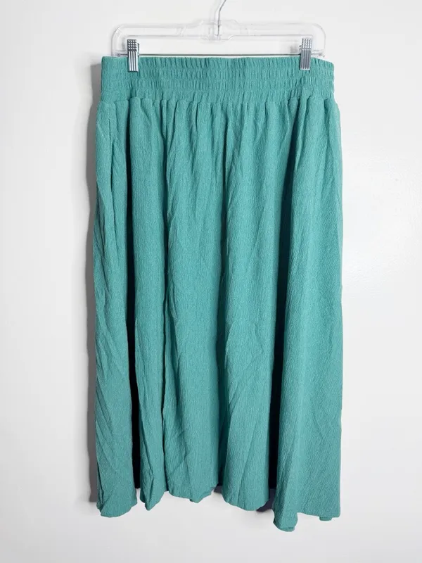 Halara‎ Elastic Waist Midi Skirt Front Slit Pockets XL Casual Flowy Resortwear - Image 2