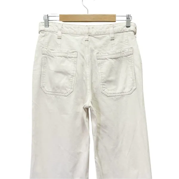 Free People Palmer Cuffed Wide Leg Tab Waist Jeans Size 27 Eggshell White Wash - Image 9