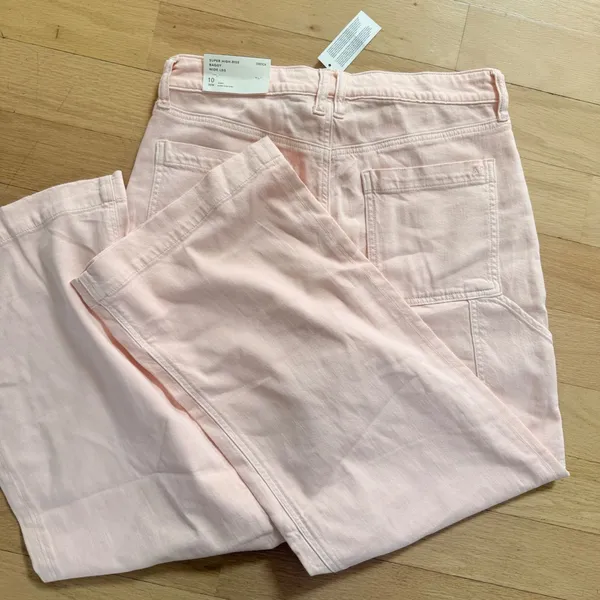 NWT American Eagle Super High-Rise Wide Leg Carpenter Pants Pink 10 Short 30w - Image 5