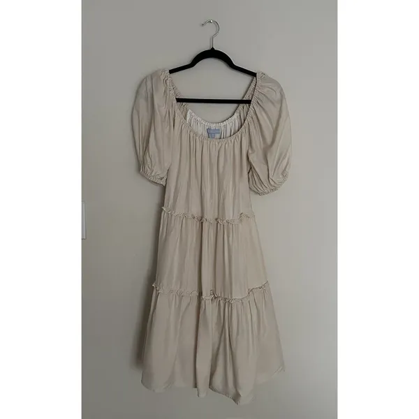 Antonio Melani Taylynn Off Shoulder Tiered Mini Dress Yellow Size M Boho Style - Image 4