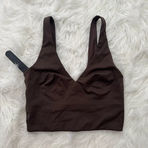 Nike Skims Matte V-Neck Longline Bra Dark Sepia Size XS - Image 2
