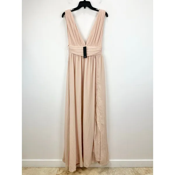 Lulus Heavenly Hues Blush Maxi Dress Chiffon Bridesmaid Formal Evening XS NWT - Image 5