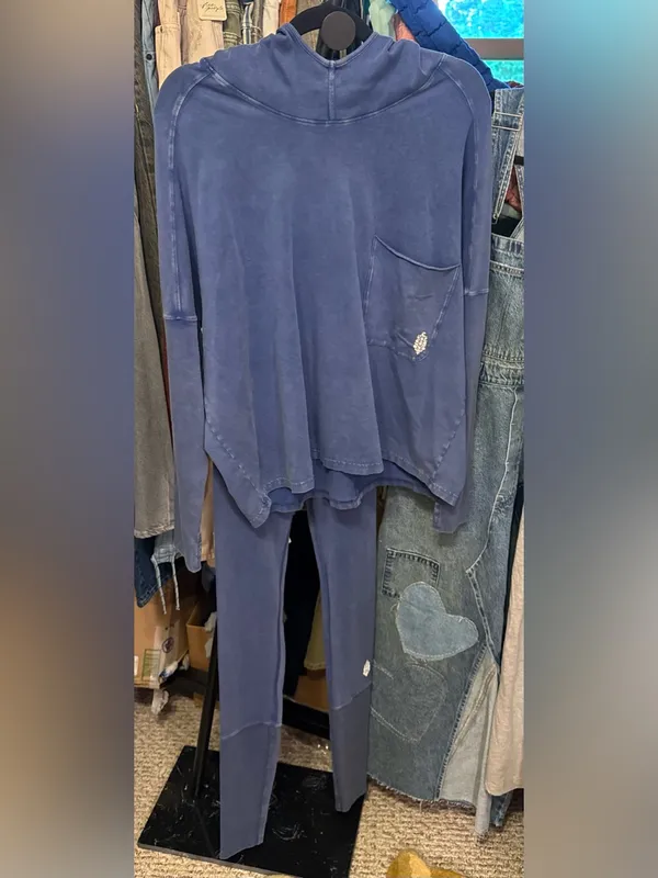 NWT Free People FP Movement Hot Shot Hooded Set - Atlantic Navy Blue - XS - Image 6