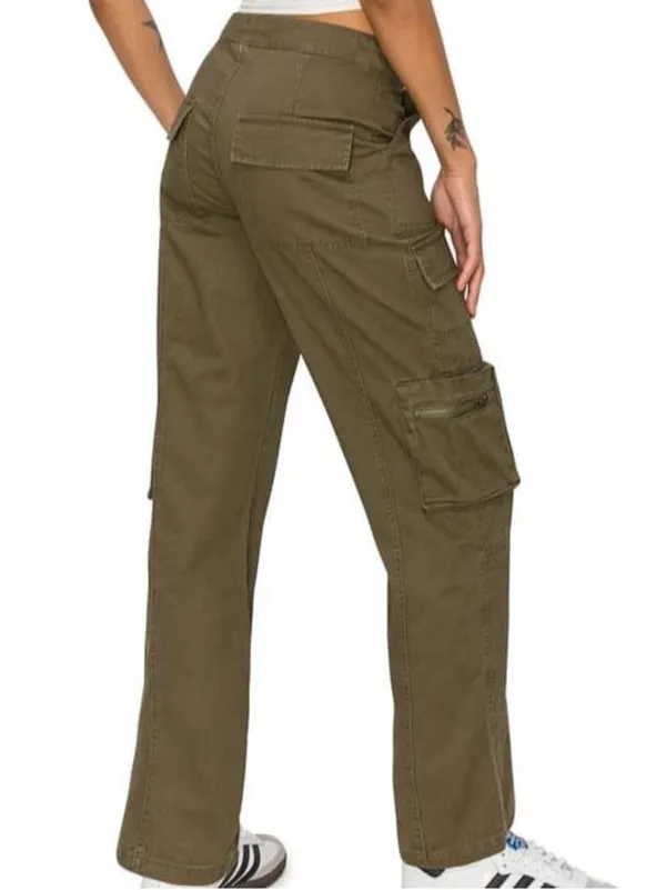 Love women s Olive Cargo Pants - Military Green Utility Style - Image 2