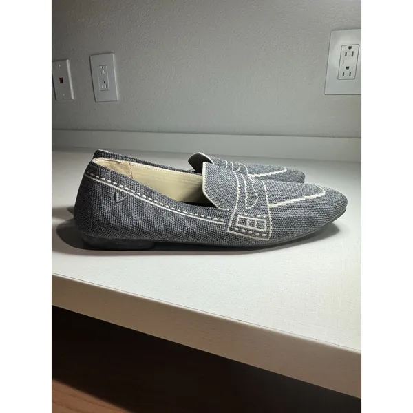 Vivaia Sierra Pattern Square Toe Loafer Flat Slip On Size EU 39/US 8 Denim Blue - Image 4