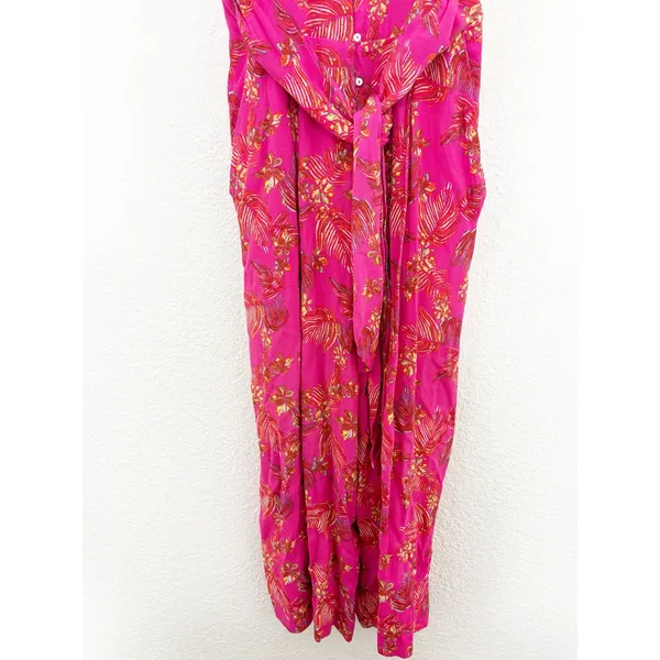 Free People Hot Tropics Jumpsuit Size 4 Pink Floral Cropped Wide Leg Boho - Image 10