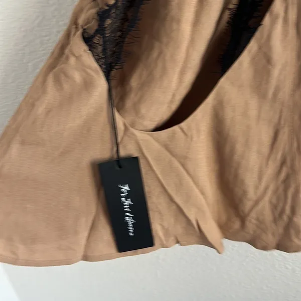 NWT For Love of Lemons Neutral Open Black Lace High Neck Tank Top XS - Image 5