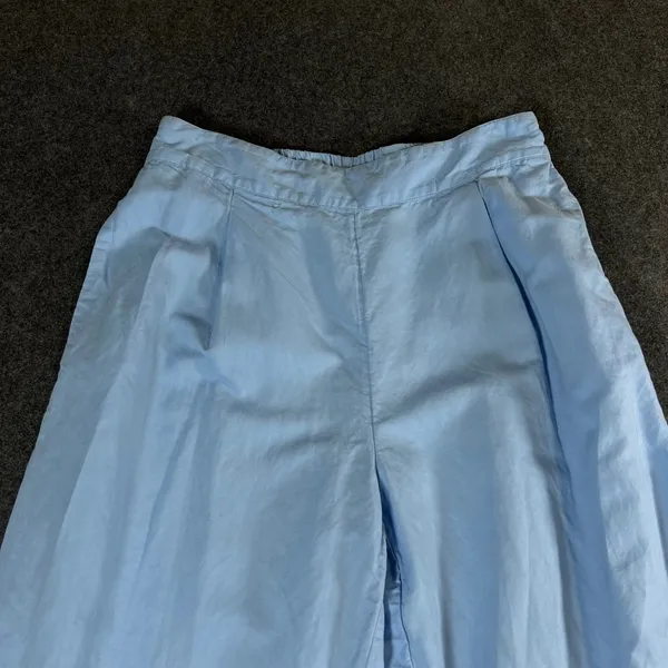 Vineyard Vines Womens Blue Linen Blend Wide Leg Crop Pants Size M High Rise - Image 9