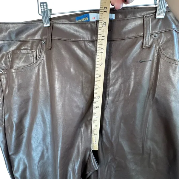 Old Navy Brown Faux Leather Straight Pants Plus‎ Size 20 Vegan Leather Trousers - Image 8