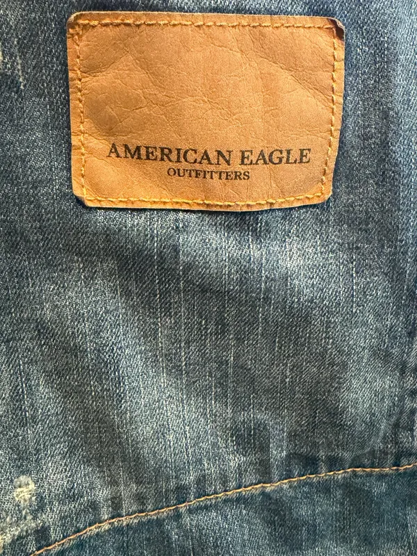 American Eagle Outfitters Denim Tote in Blue with White Logo - Image 5
