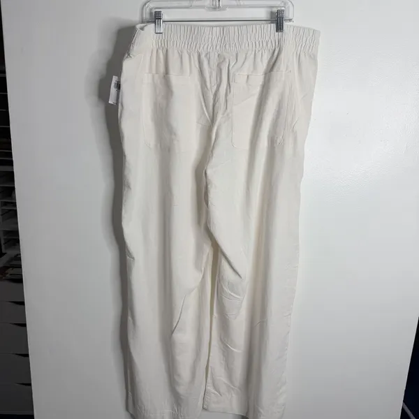 Old Navy Women Linen Blend Wide Leg Cream XL Pull On‎ Stretch NWT Casual Travel - Image 3