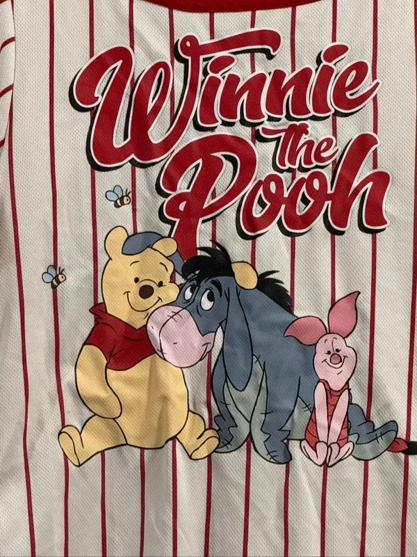 Disney Winnie the Pooh Women's XS Baseball Jersey red White Button Front - Image 4