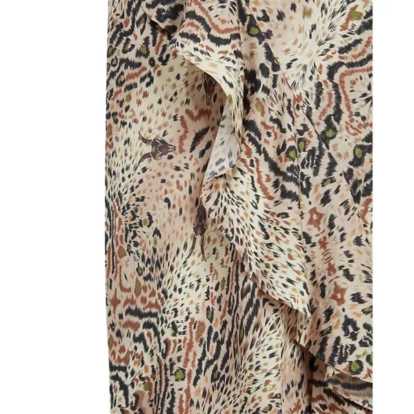 Womens Size 6 ALLSAINTS Raya Arietta Animal Print Ruffled Midi Maxi Skirt - Image 4