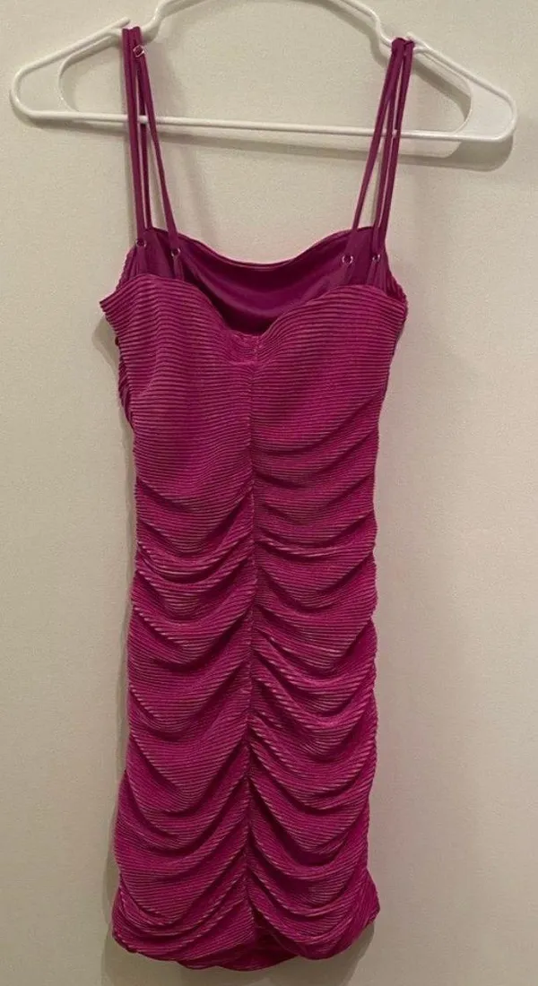 Hot Pink Mini Bodycon Dress - Image 2