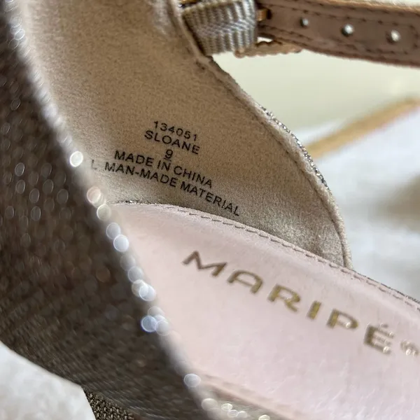 Maripé Heels Womens‎ 9 Gold Sloane Glitter Stiletto Wedding Formal Holiday Party - Image 2
