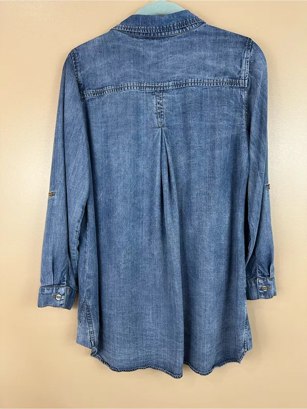 Side Stitch Los Angeles PXS Lyocell Chambray Tunic 3/4 Sleeve Shirt Oversized - Image 8