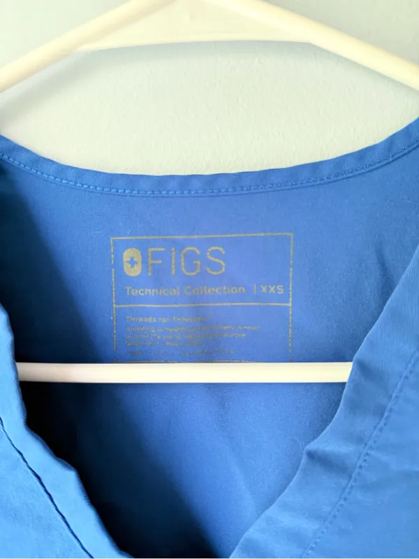 Figs V-Neck Scrub Top in Blue - Image 2