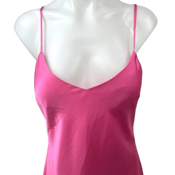 NEW Forever 21 Pink Silk Satin Spaghetti Midi Cami Camisole Slip Tank Dress M - Image 3
