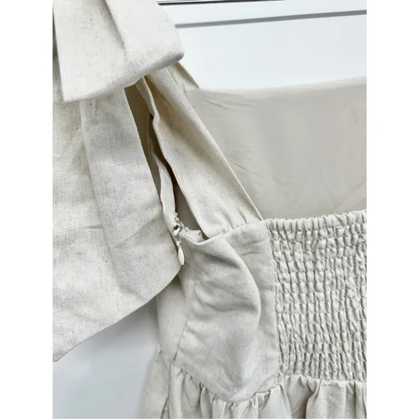 MIOU MUSE Dress‎ Size Small Bow Tie A-Line Mini Linen Blend New - Image 9