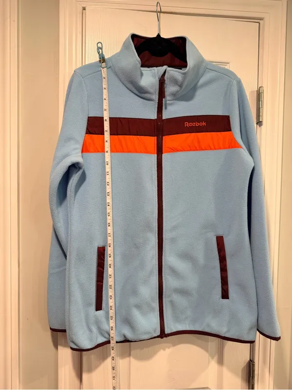 NWT Reebok Size M Blue Full Zip Fleece Jacket Retro Colorblock Outdoor Active - Image 11
