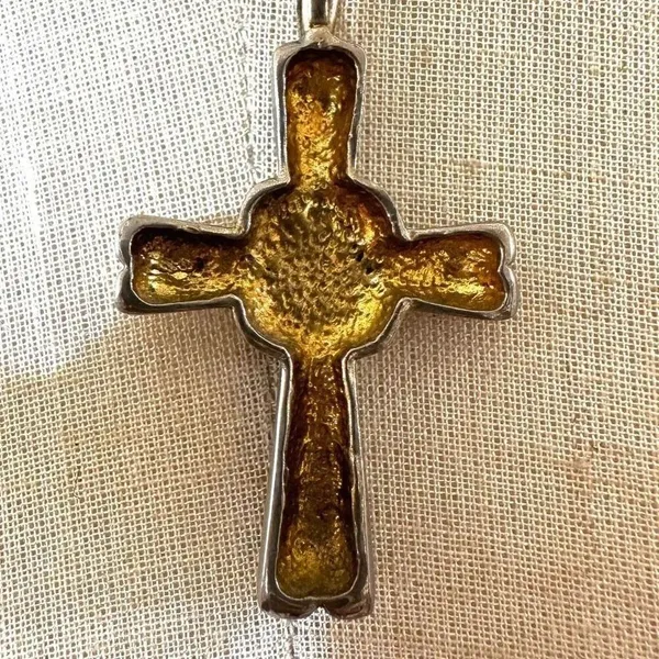 Silver gold tone cross pendant necklace - Image 5