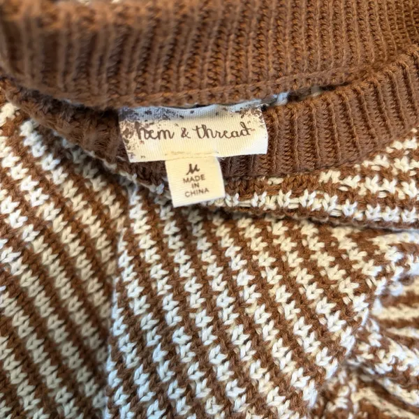 Hem & Thread Medium Rust White Patterned‎ Sweater Pullover Grandpacore - Image 2