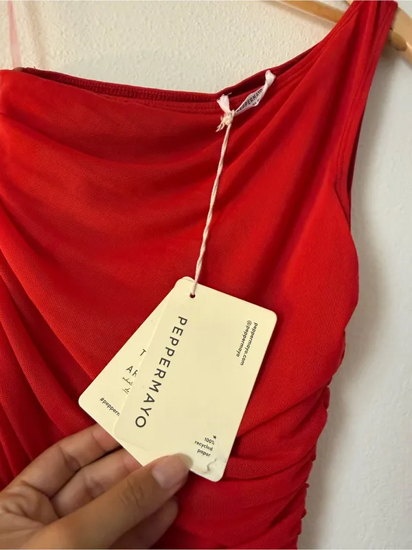 NWT Peppermayo Serenella Red One-Shoulder Cutout Maxi Dress - Image 7
