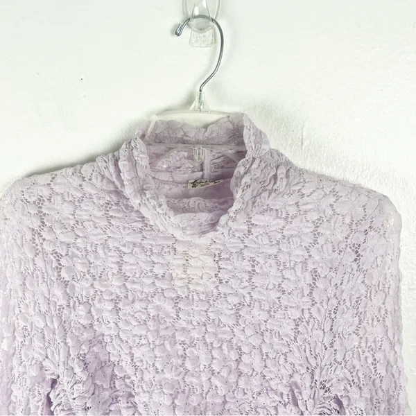 INTIMATELY FREE PEOPLE Lavender Sheer Long Sleeve Mock Neck Bodysuit Small Boho - Image 11