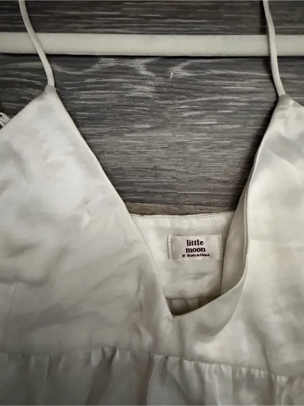 Aritzia Cream Satin Spaghetti Strap Camisole - Image 6