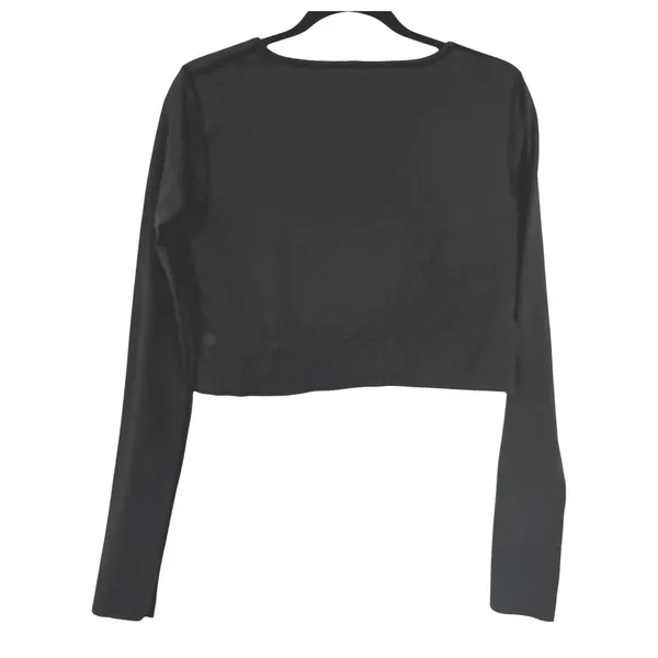 Lululemon Womens Ebb to Street Long Sleeve Shirt Ribbed Cropped Top‎ Black Sz 12 - Image 6