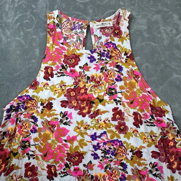 Natural Life Katie Floral Maxi Dress L XL Sleeveless Vibrant Boho Pockets Print - Image 7