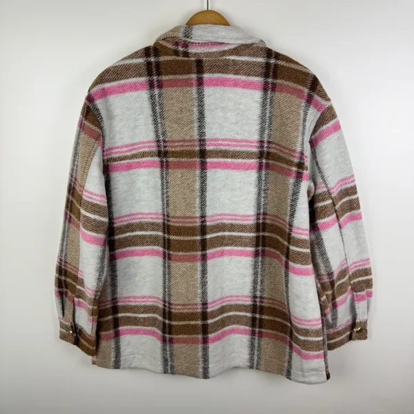 Joie Plaid Button Front Shacket Size‎ Large Wool Blend Fall Streetwear Trendy - Image 6