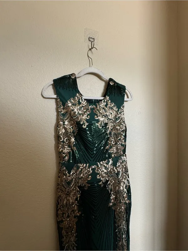Baltic Born Azura Green Gold Sequin Formal Evening Wedding Guest Gown Dress - Image 3