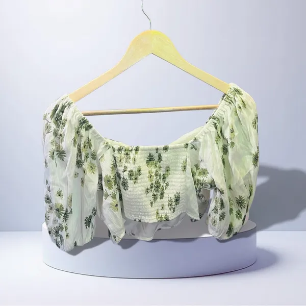 Abercrombie & Fitch floral puff sleeve crop top - Image 13